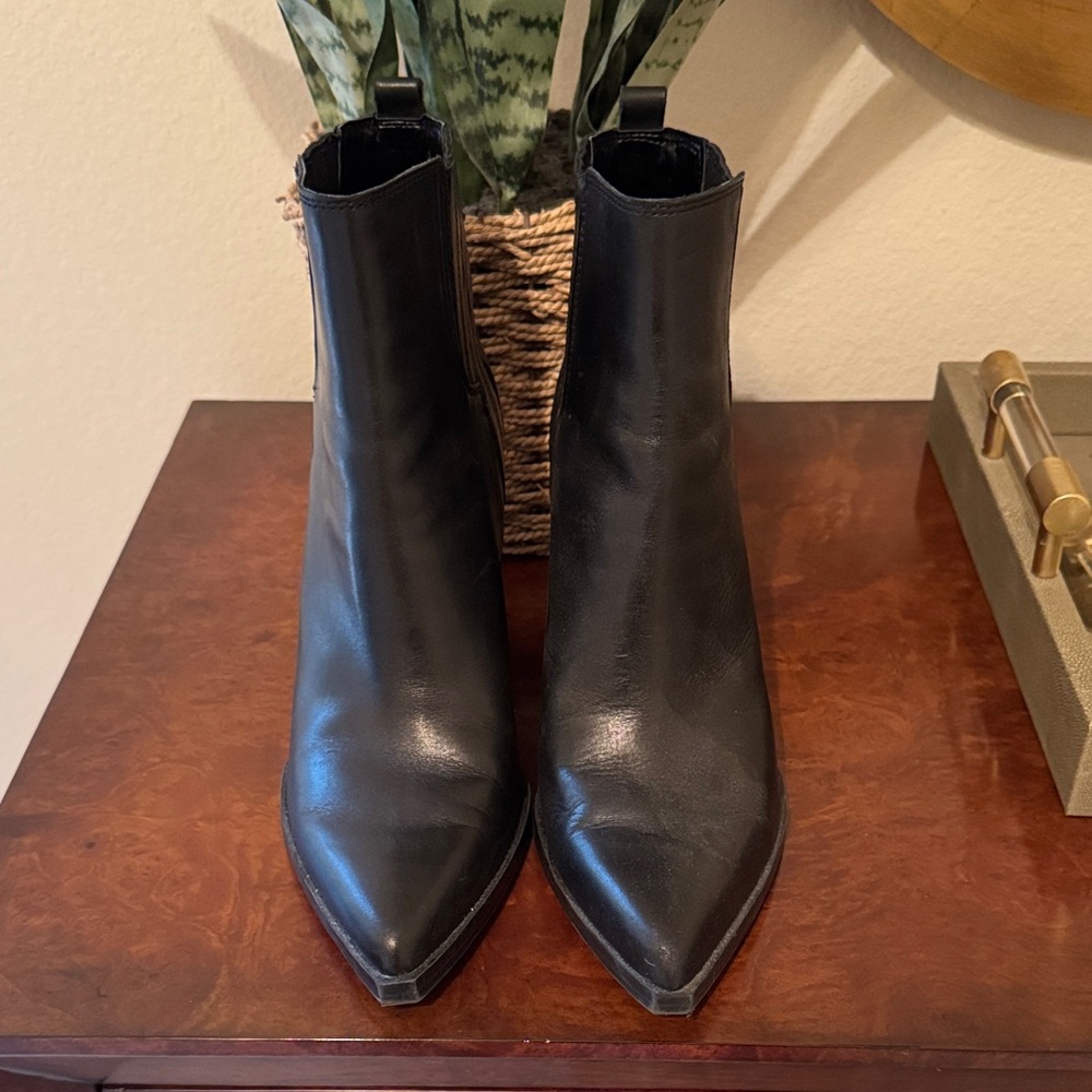 Marc Fisher Black Leather Ankle Boots